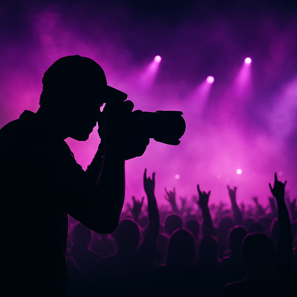Photographer capturing a festival crowd